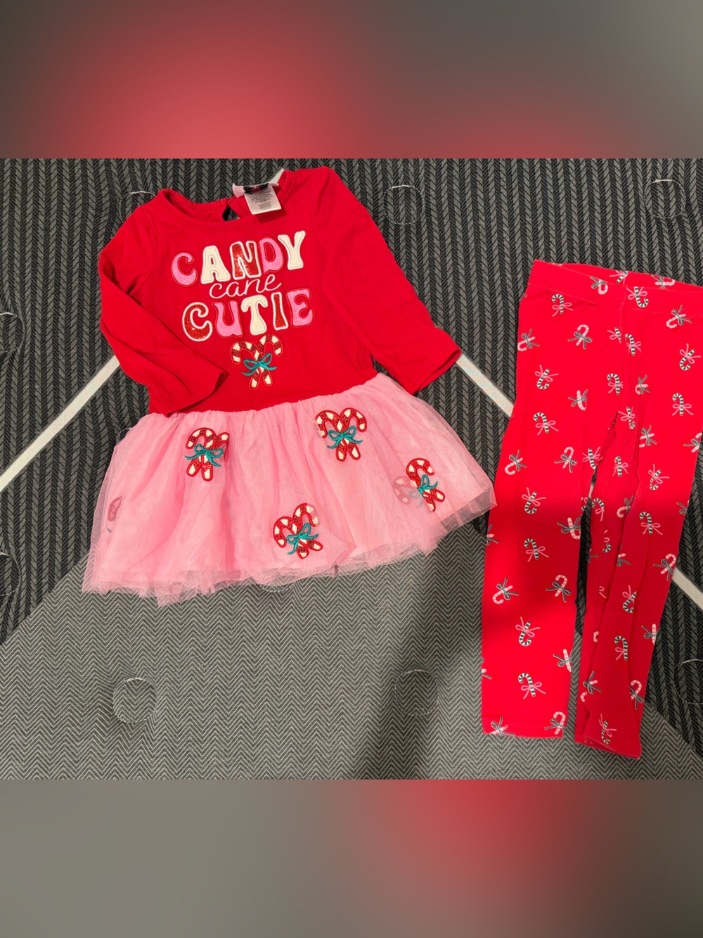 Girls' Candy Cane Cutie Red & Pink Matching Set